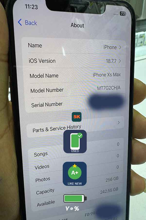 آیفون XS MAX کارکرده 256 گیگ گلد دو سیم کارت با باتری 70 درصد
