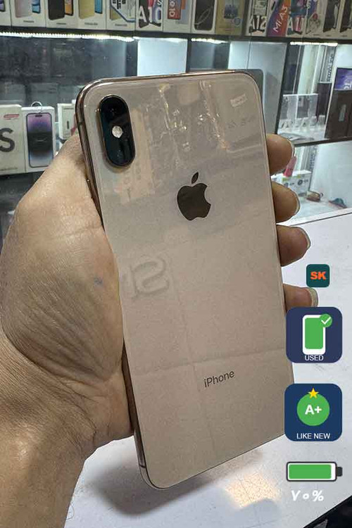 آیفون XS MAX کارکرده 256 گیگ گلد دو سیم کارت با باتری 70 درصد